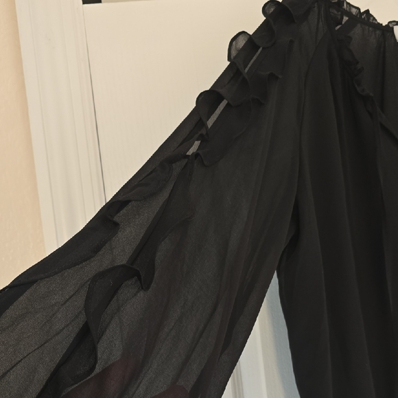 Carmen Marc Valvo Black Ruffled Blouse - Picture 3 of 4